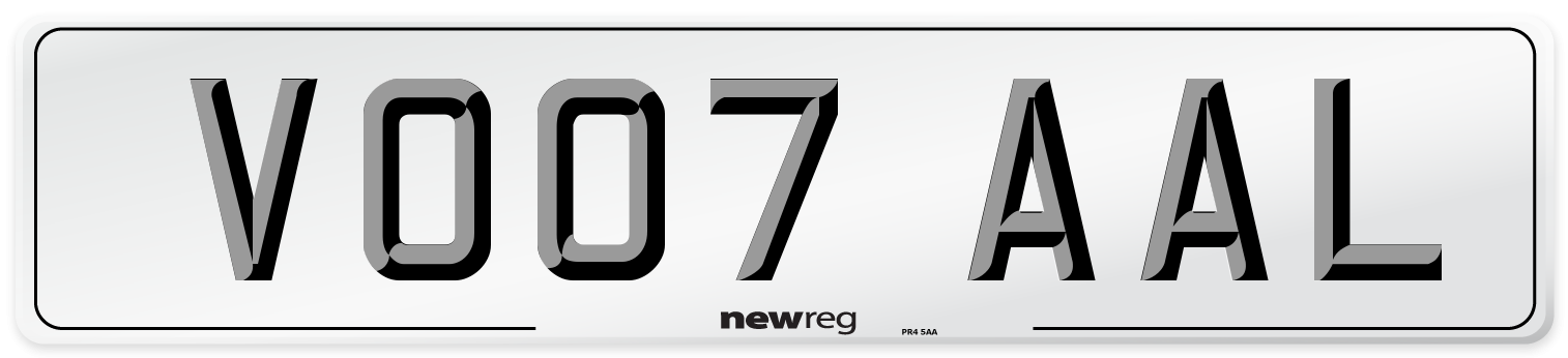 VO07 AAL Number Plate from New Reg